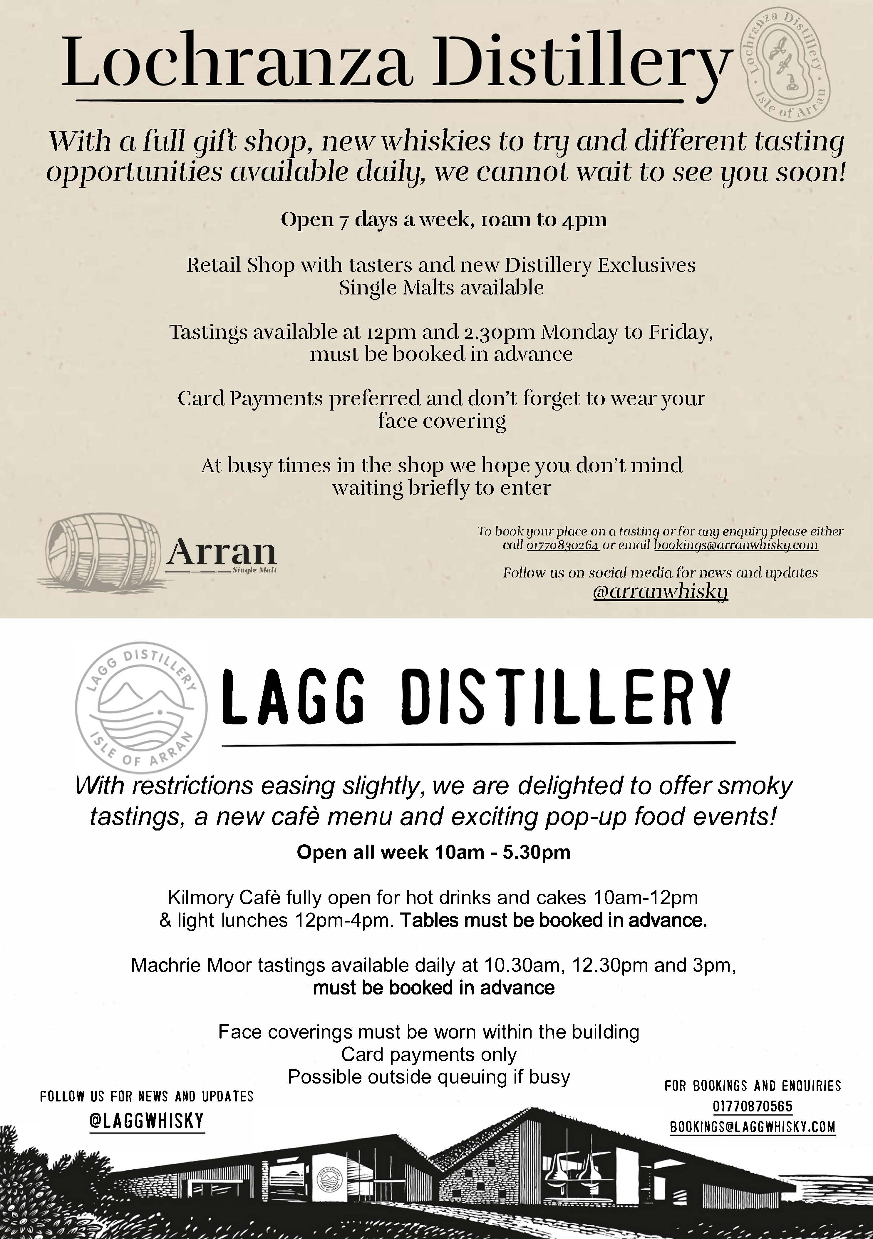 Lagg & Lochranza Tastings Sept 2020