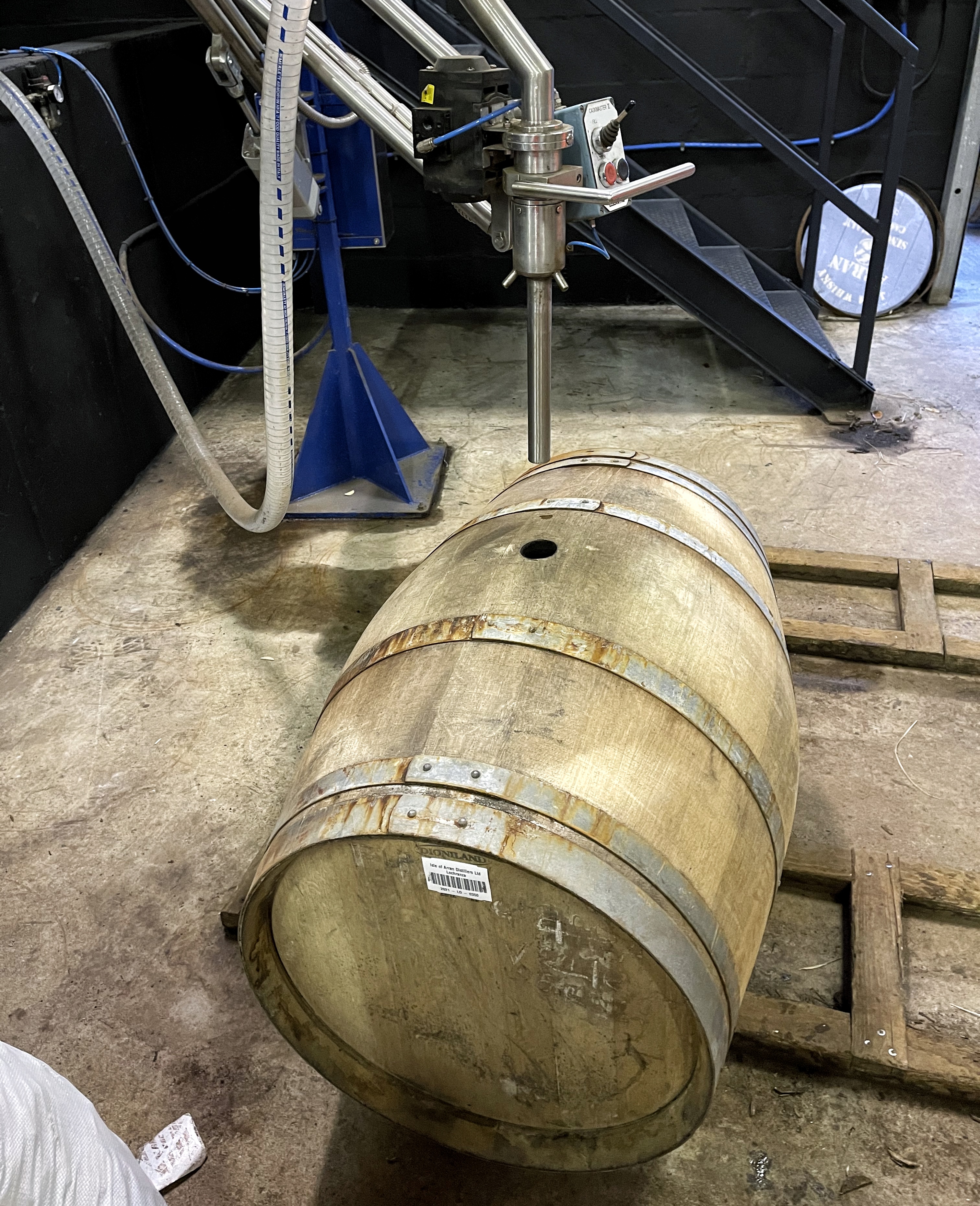 Lochranza Calvados cask being filled