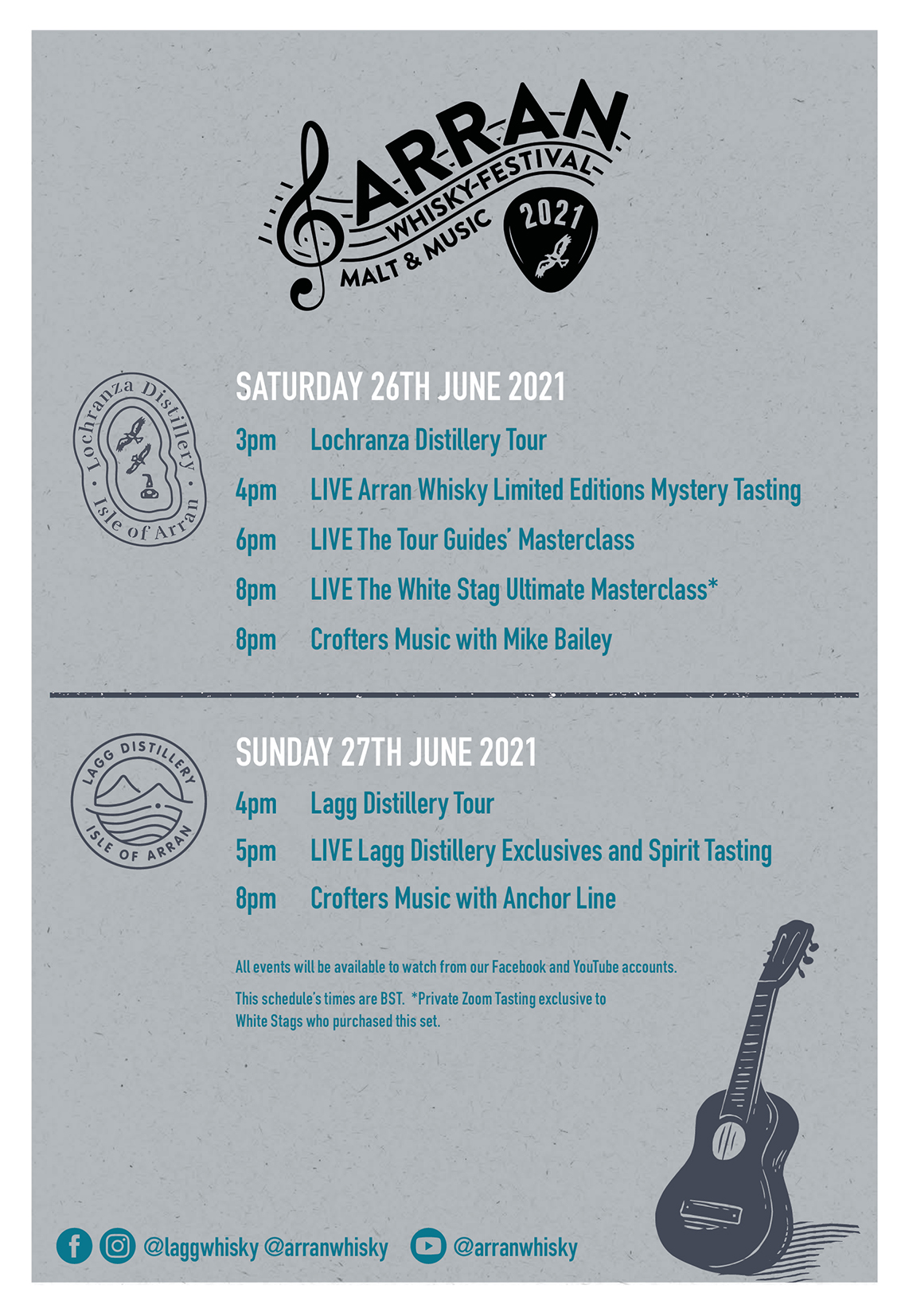 Arran Whisky Festival Malt & Music Flyer 2021